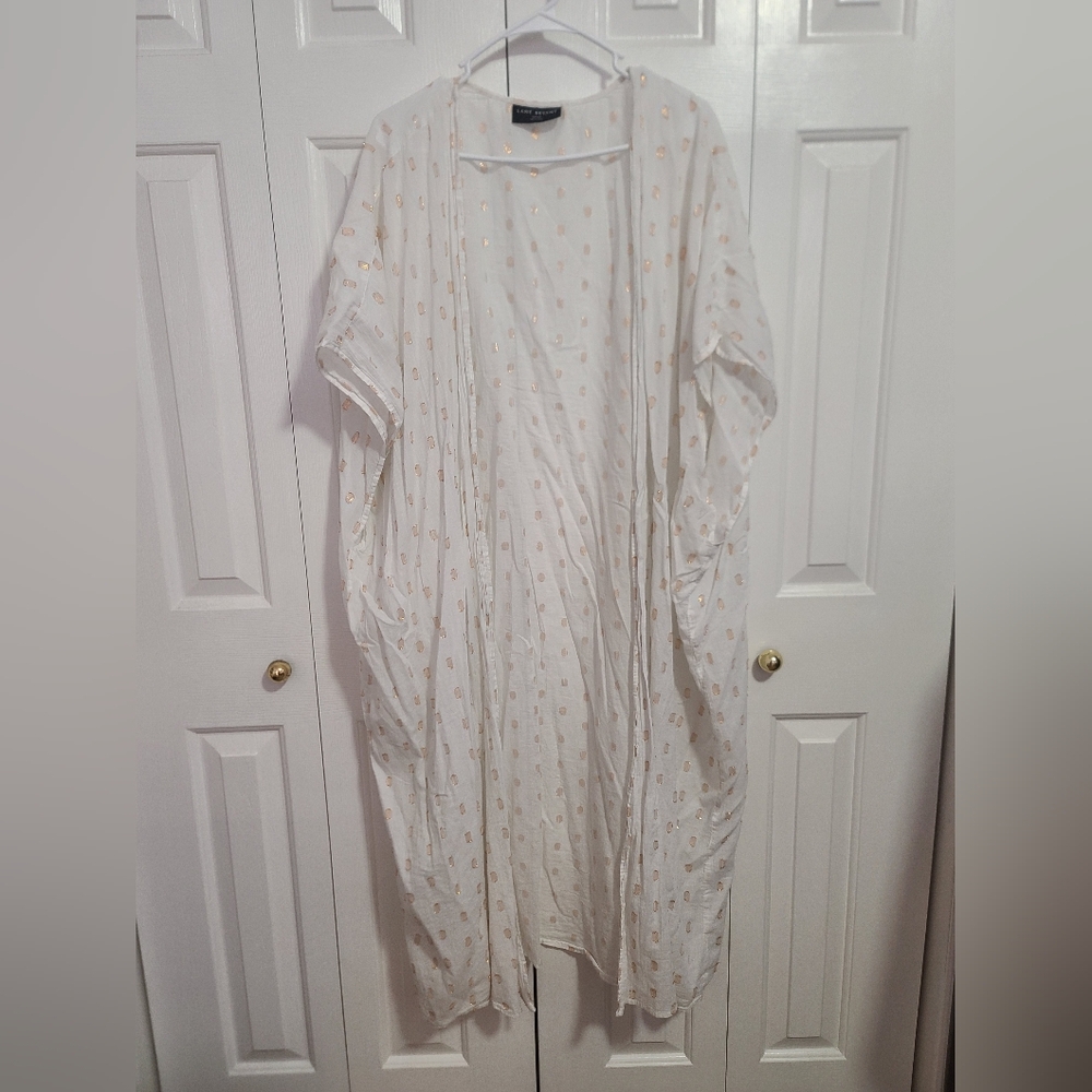 Lane Bryant White and Gold Polka Dot Overlay